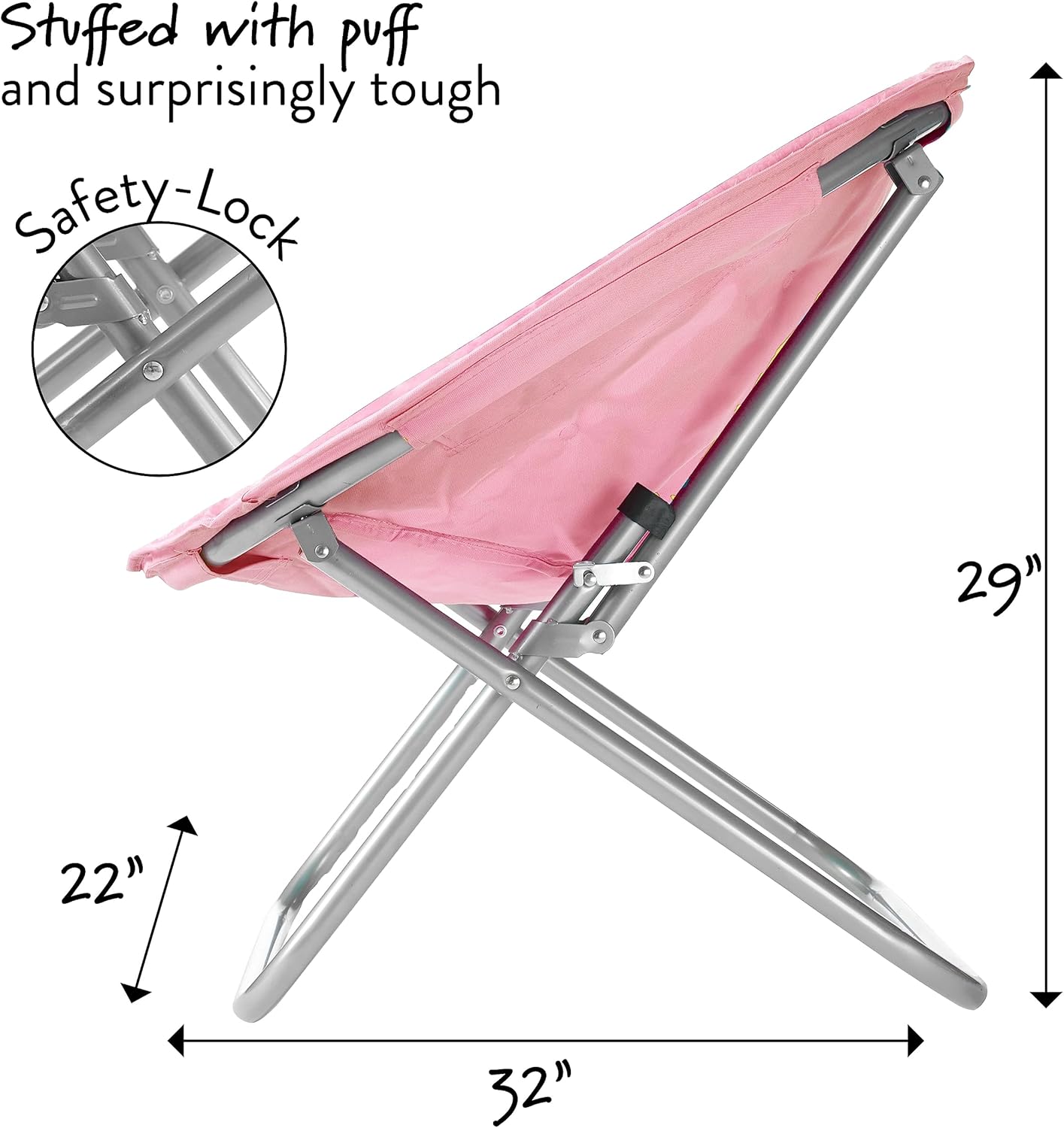 Urban Lifestyle Microsuede Saucer Chair for Adults,Pink, Cozy Folding Accent Chair for Bedroom, Dorm, or Lounge