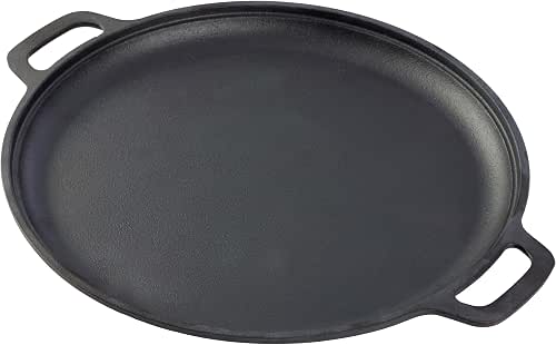 Home-Complete Cast Iron Pizza Pan 12 Inch with Dual Handles