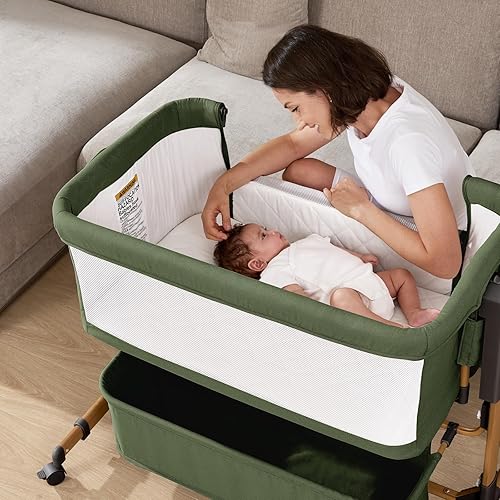 Miniatura 6 de Moisés 3 en 1, cuna mecedora, moisés de noche, 6 alturas ajustables, moisés de noche, moisés para bebé con colchón cómodo, malla transpirable, cesta