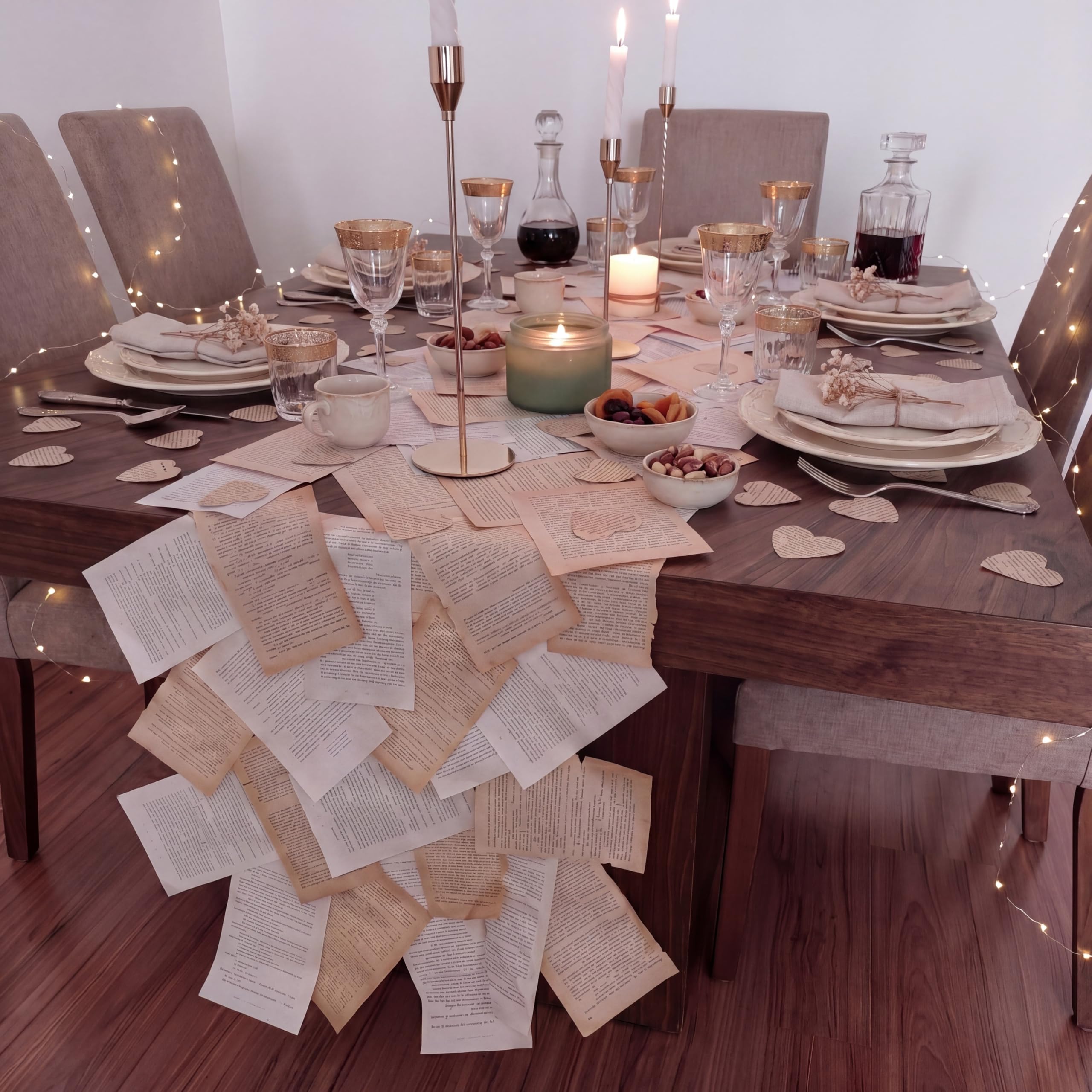 Decorazioni da tavola per feste a tema libro con giornale vintage runner da tavola per matrimoni set fai da te 1000 pezzi coriandoli a forma di cuore per amanti dei libri festa compleanno addio al