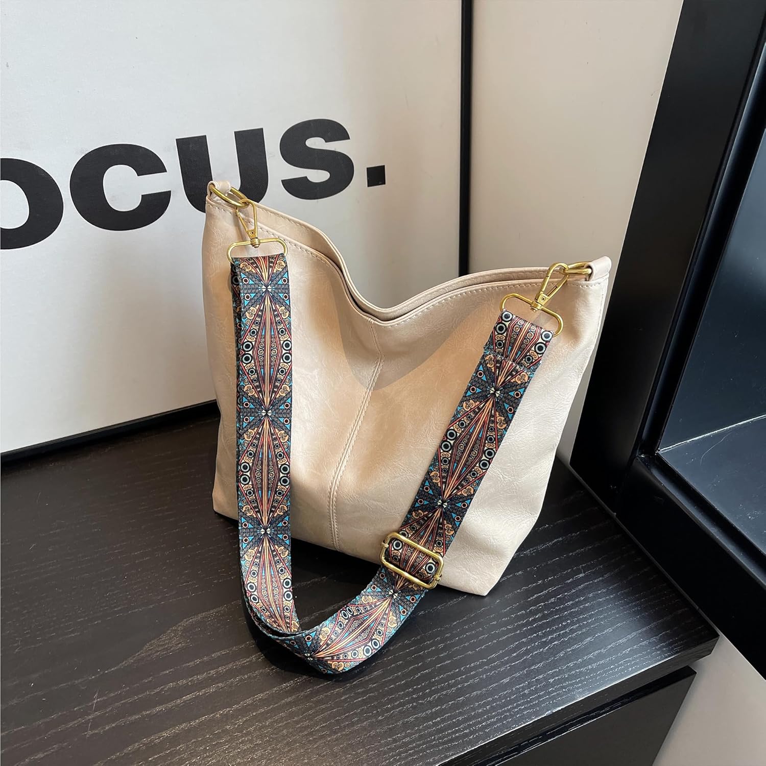 Fashion Hobo Bags for Women Vegan Leather Crossbody Bag with Guitar Strap Shoulder Purses and Handbags - Image 3