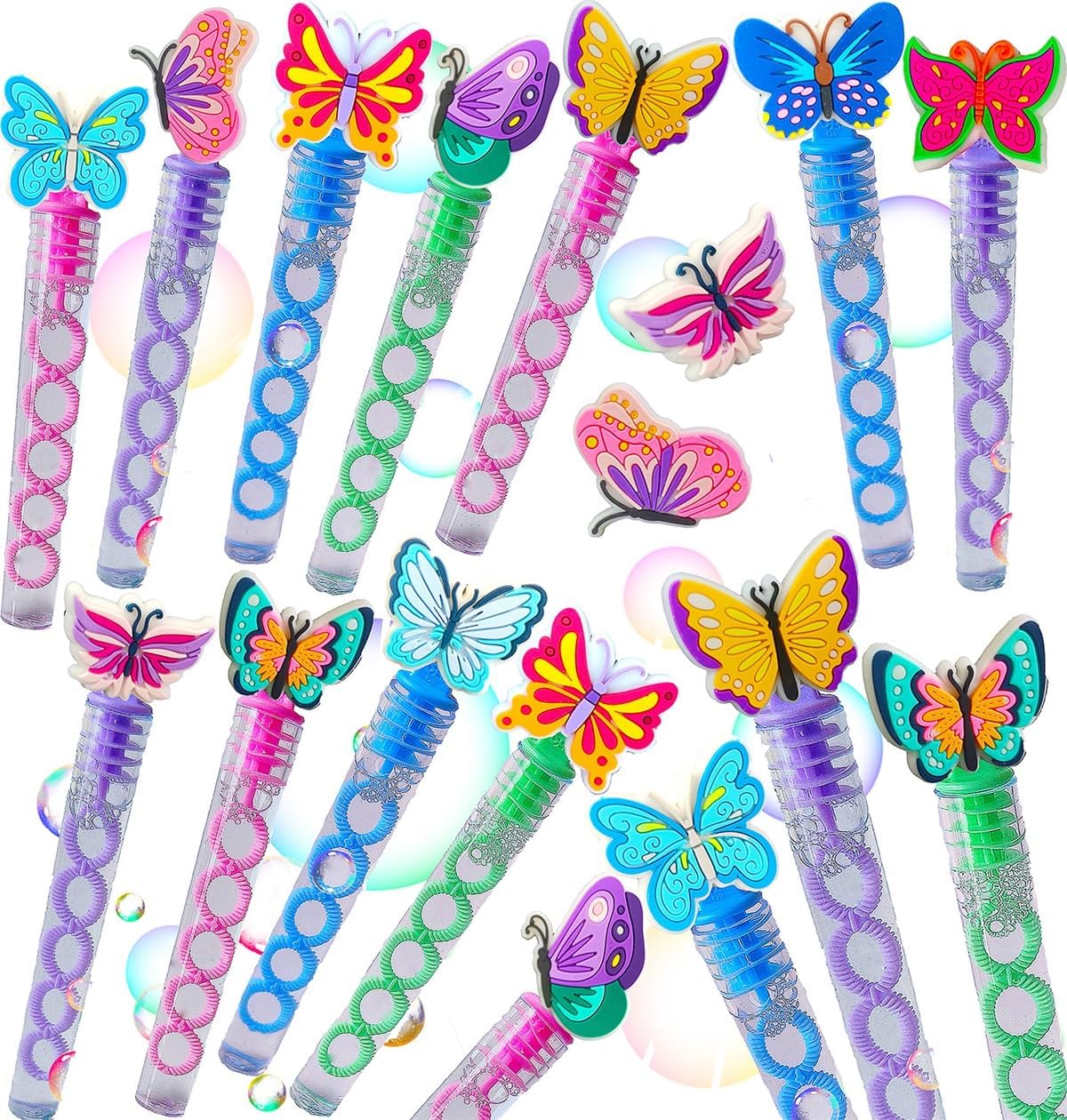 24 Pcs Mini Bulk Bubbles Butterfly Wands Party Supply, Summer Classroom Students Prizes