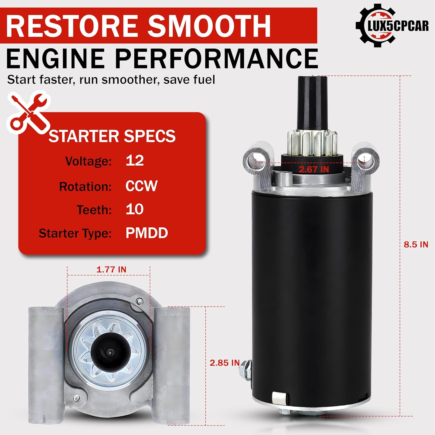 Starter Motor Replacement for Cub Cadet XT2 XT1 XT1-46 XT1-LT50 SLTX1050 SLTX1054 LTX1046 GT1554 i1046 i1050 1550 LT1045 LT1046 LT1050 Lawn Tractor with Kohler Courage 7000 Series 20HP 22HP 26HP Eng