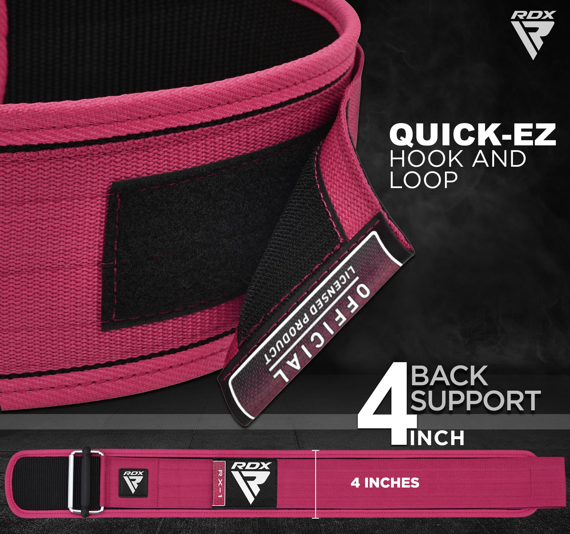 RDX Ceinture d'haltérophilie pour femmes 4 "Support lombaire dorsal réglable Bodybuilding, Powerlifting Entraînement de force fonctionnelle Exercice de base Fitness Workout Squats Deadlifts