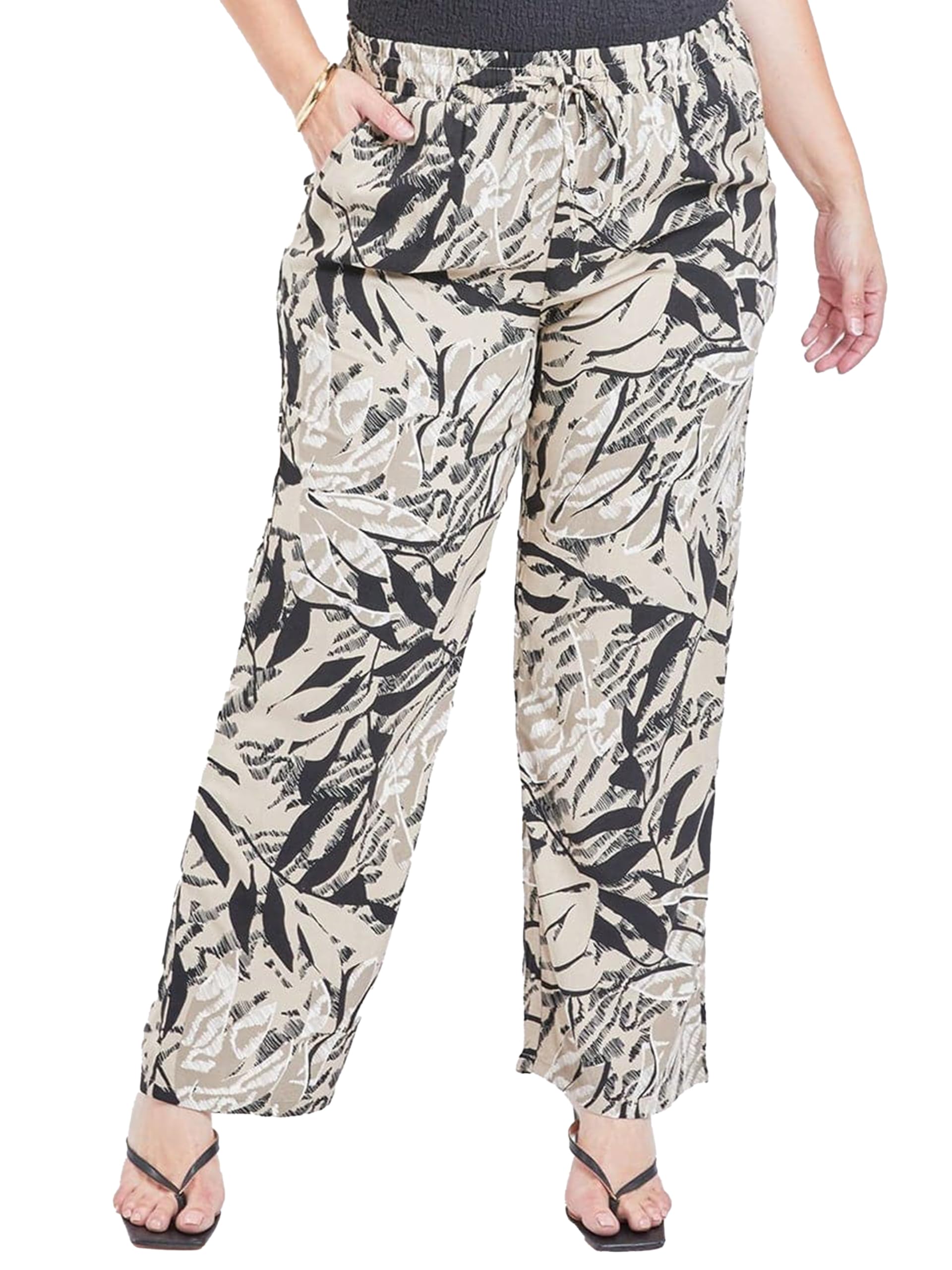 Royalty by YMI Womens Royalty for Me Womens Plus Size High Rise Drawstring Straight Pants