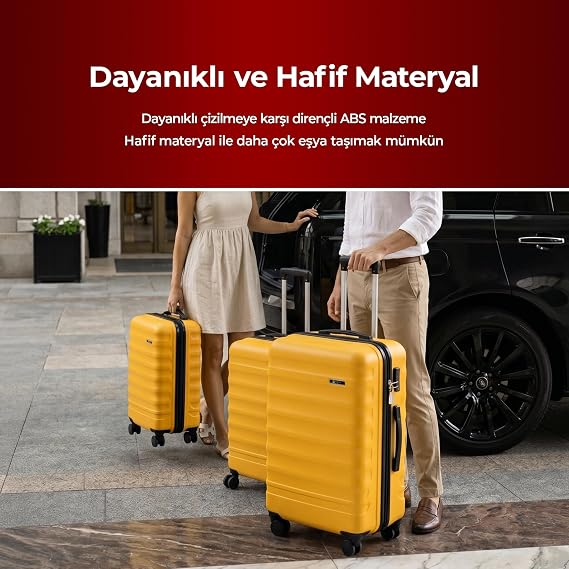 COTPOLY Babil Büyük Boy Valiz, ABS Valiz, Darbeye Dayanıklı Bavul (Büyük)