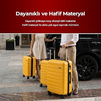 COTPOLY Babil Büyük Boy Valiz, ABS Valiz, Darbeye Dayanıklı Bavul (Büyük)