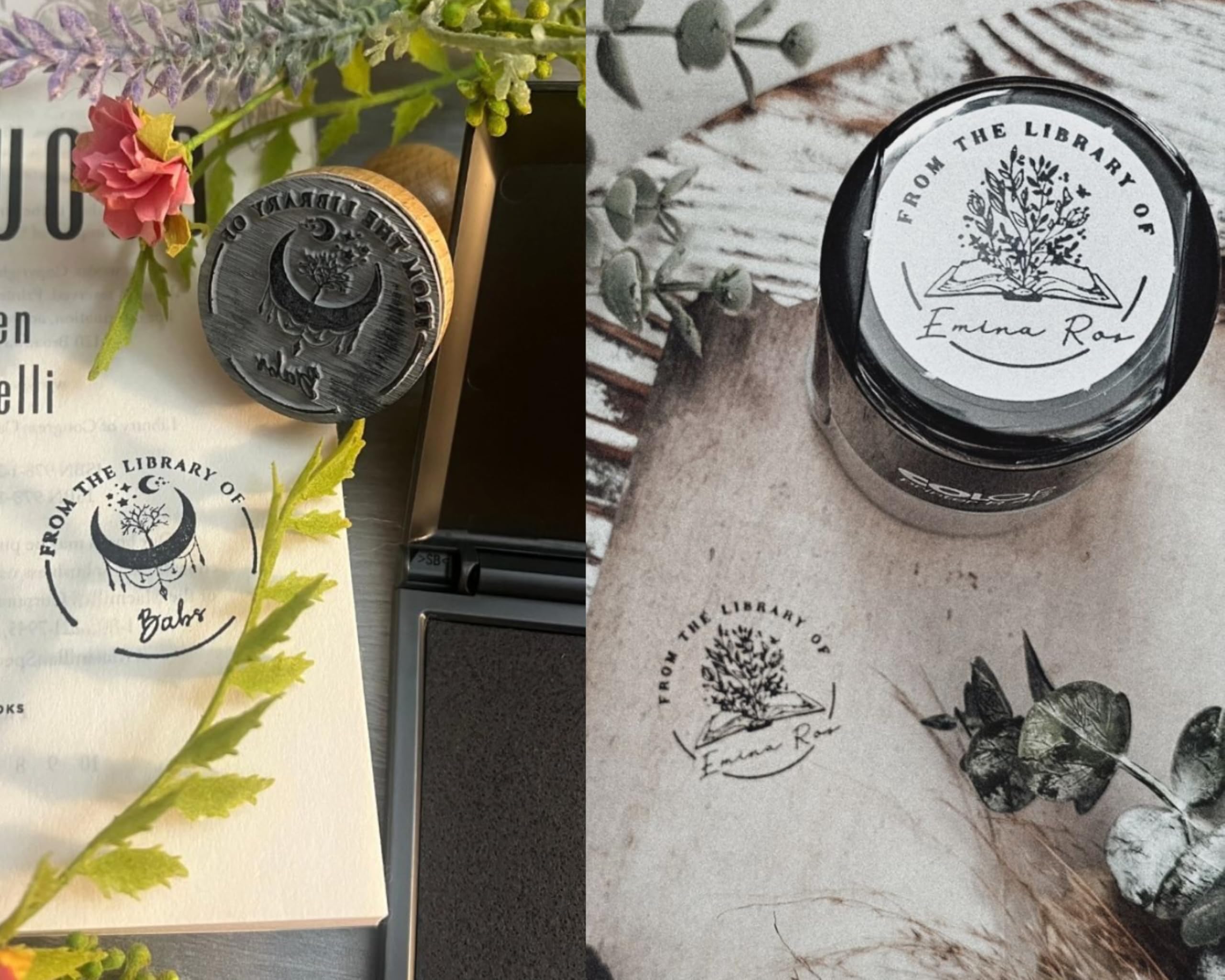 10+ Designs Custom Book Embosser with Your Name from The Library of, Book Belongs to, Floral Ex Libris, Great Book Lover Gift 1 x 5/8" (Abstract)