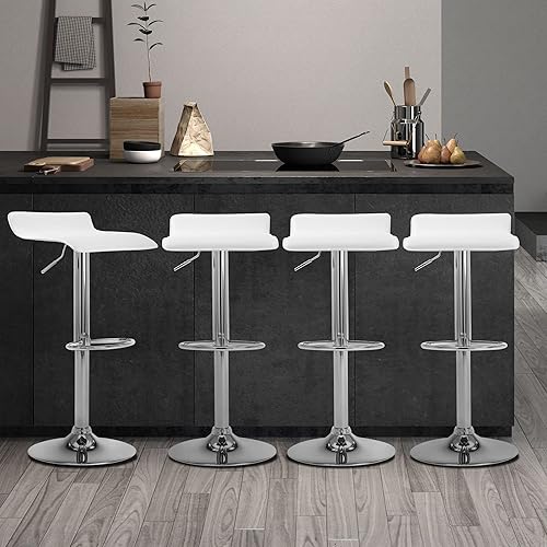 Miniatura 2 de NOBPEINT Taburete de bar giratorio ajustable con elevación de aire cromado contemporáneo, juego de 2, color blanco Blanco,Todo negro,Negro