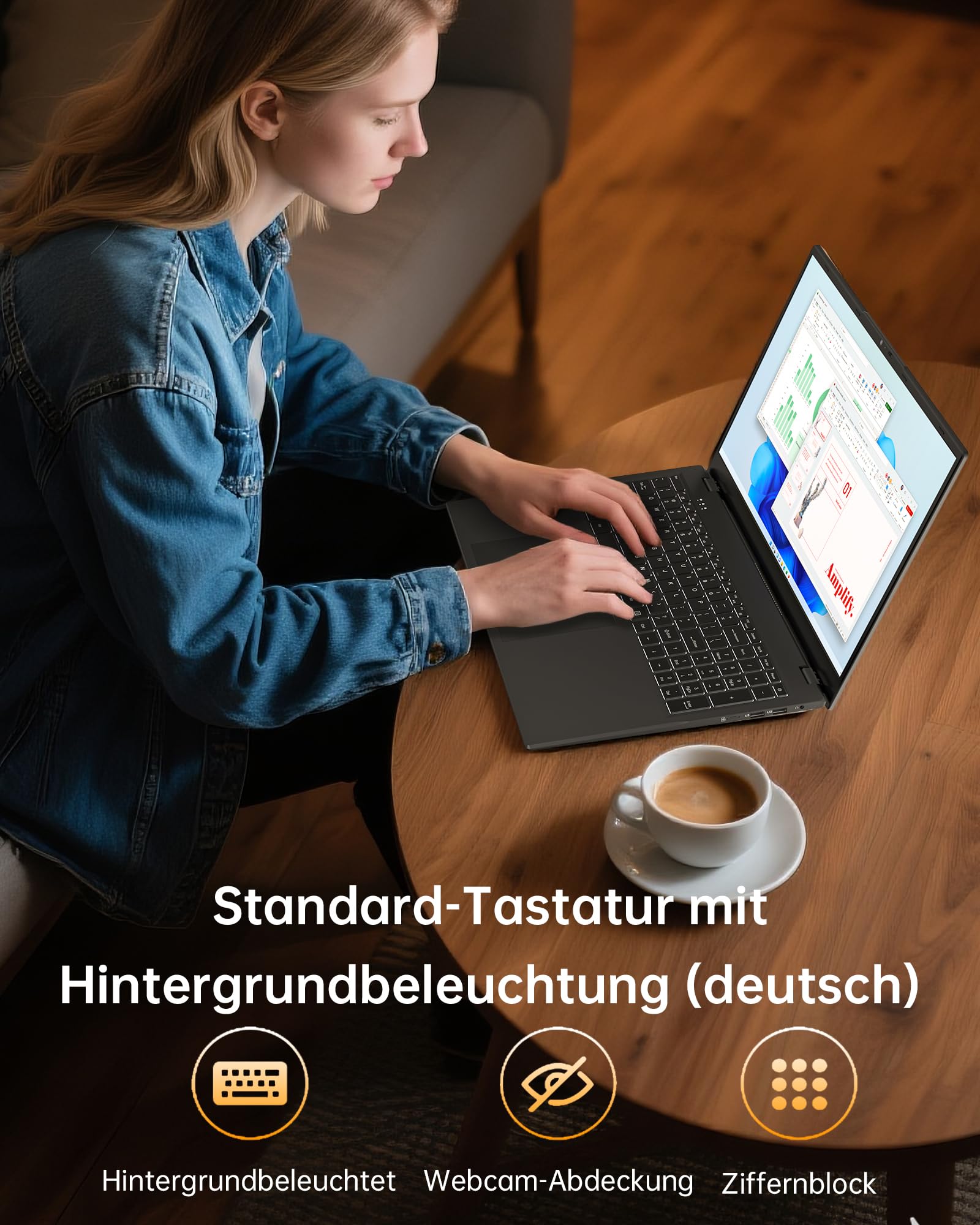 jumper 2026 Gaming Laptop 17,6 Zoll IPS 1920X1200, 16GB DDR4 RAM 512GB SSD, AMD Ryzen5 3500U(bis zu 3,7GHz), Leuchtende Tastatur, Leichte Business und Studenten Notebook, USB/HDMI/Typ-C/WiFi6