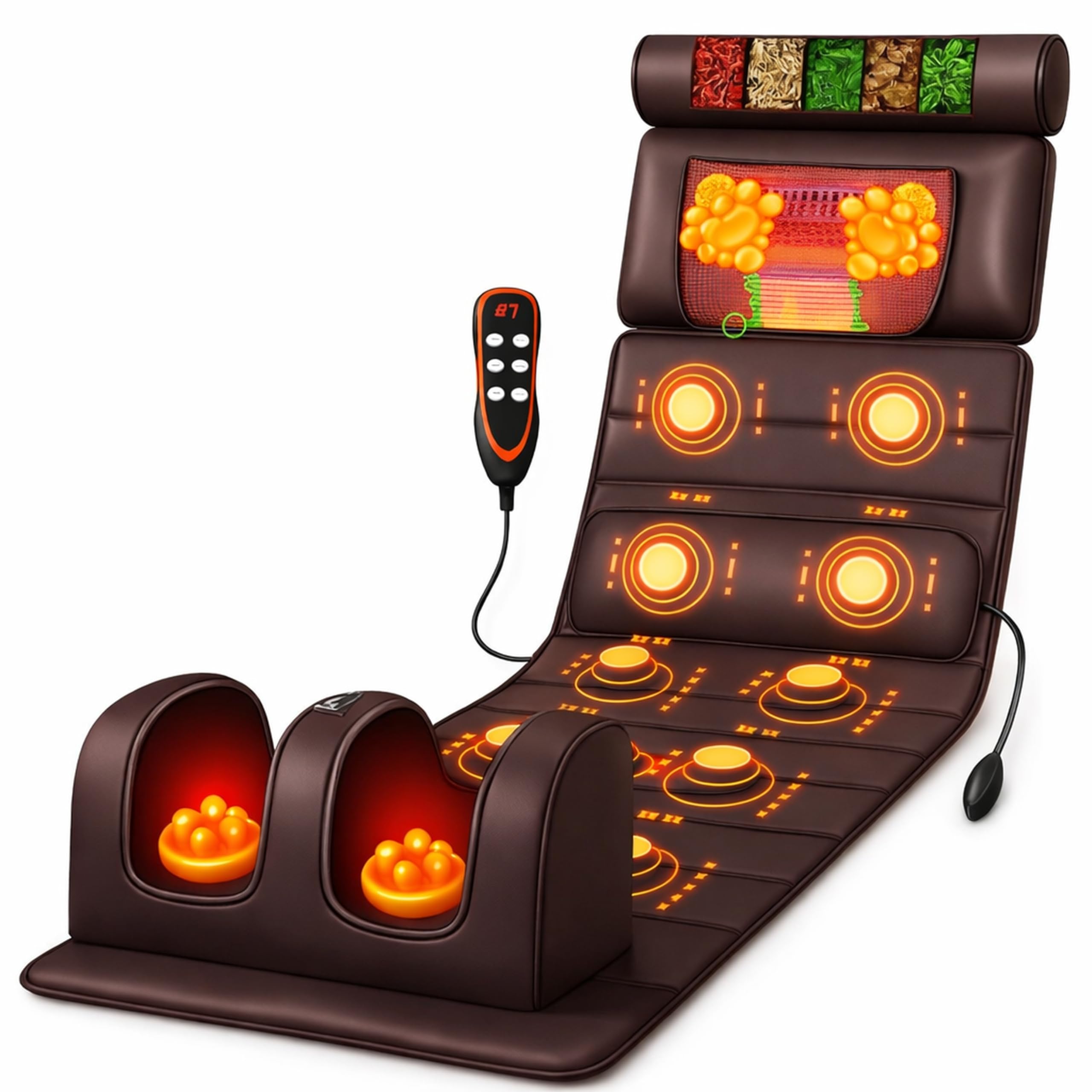 MOCHO® Shiatsu Massagematte mit Wärmefunktion – Ganzkörper Massagegerät mit Luftdruck-Dehnung, Fußmassage, Nacken- & Rückenmassage, elektrische Massagematte für Zuhause