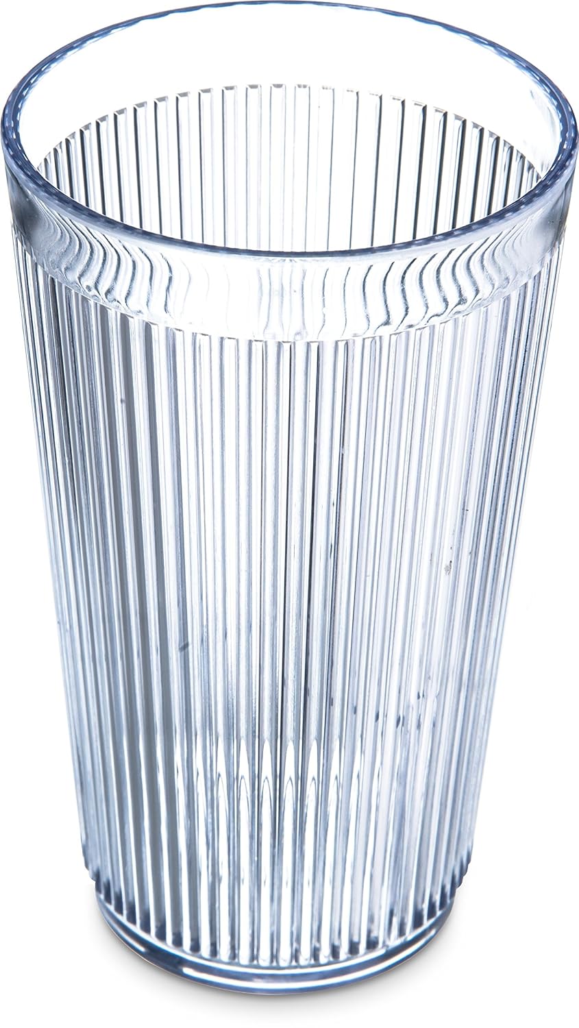 Carlisle FoodService Products Crystalon Stack-All Stackable Tumbler Plastic Tumbler with Ribbed Texture for Restaurants, Catering, Kitchens, Plastic, 12.5 Ounces, Clear, (Pack of 48)