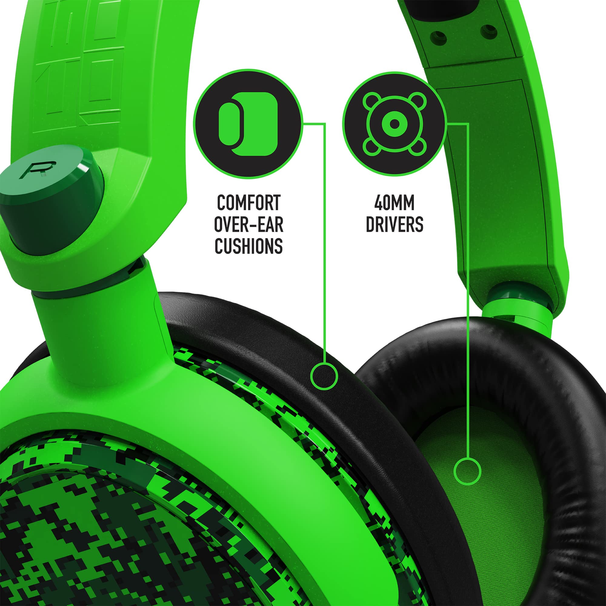 Stealth C6-100 Gaming Headset Neon Green Digital Camo, Multi-Plattform kompatibel mit XBox One, Serie S/X, PS4/5, Handy und Tablet mit leistungsstarken 40-mm-Lautsprechern, 3.5-mm-Klinkenstecker