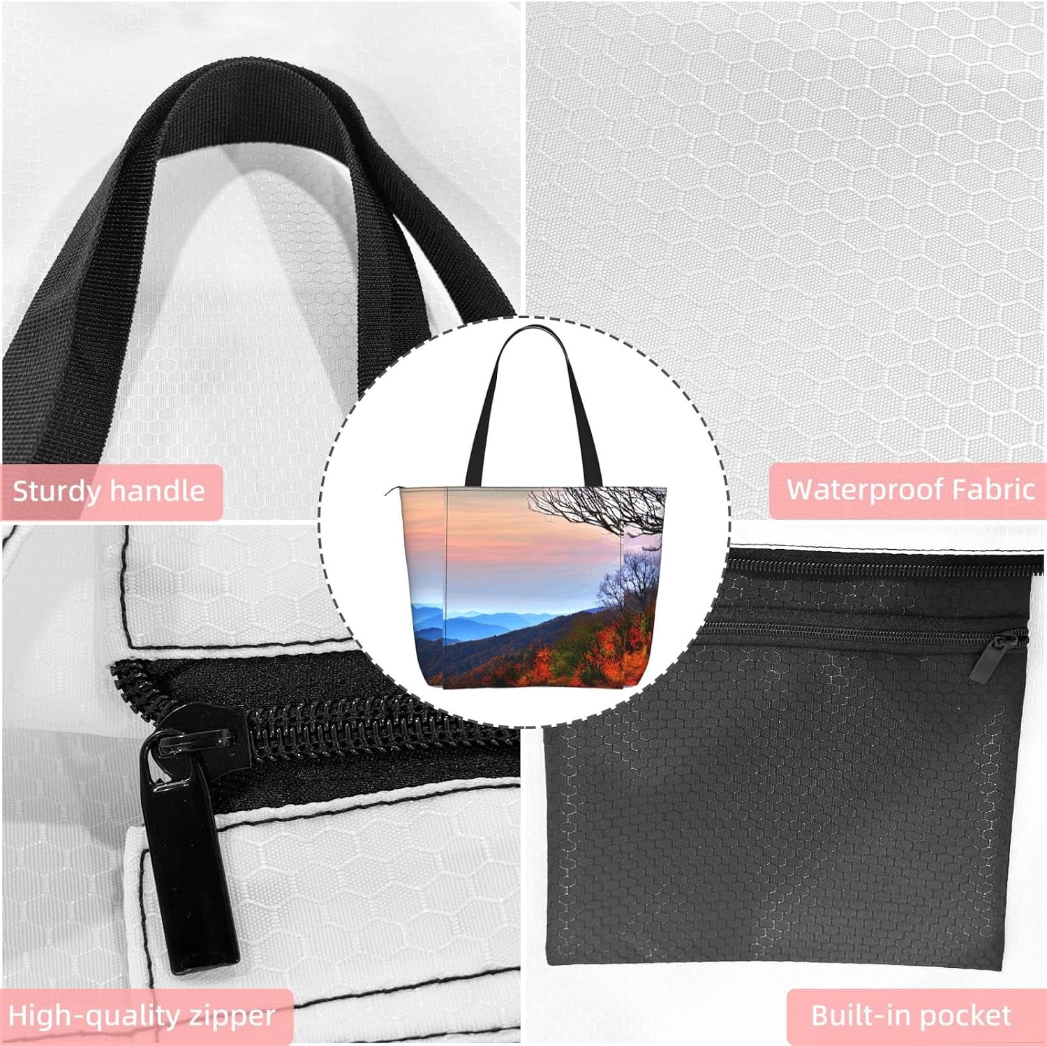 Blue Ridge Mountains Print Women Yoga Bag One Shoulder Lightweight Large Capacity Daily Workout Outdoor image 5