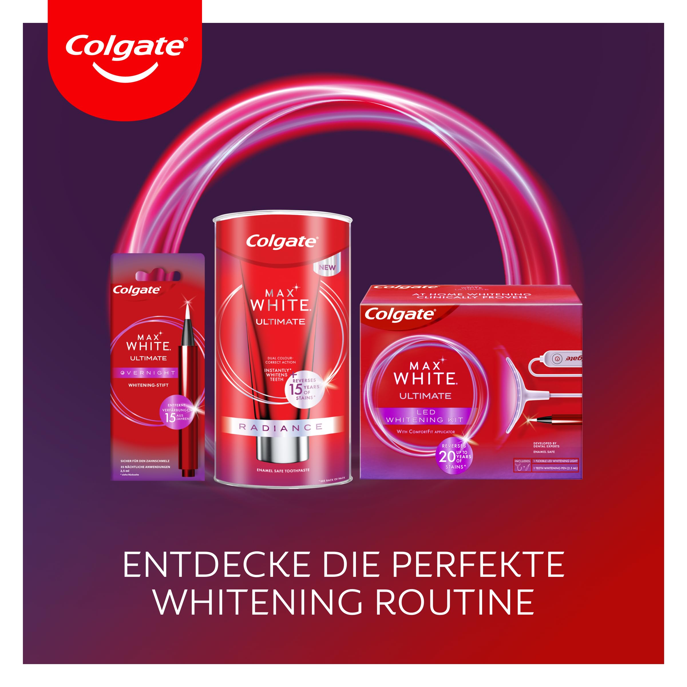 Colgate Whitening Zahnpasta & LED Whitening - Set für die effektive Zahnaufhellung zuhause