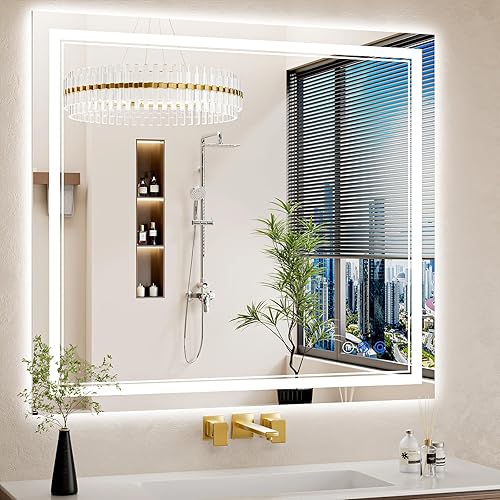 Miniatura 31 de Espejo de baño LED de 30 x 40 pulgadas con luces, antiniebla, retroiluminado + luz frontal, regulable, espejo de tocador LED para pared, espejo de