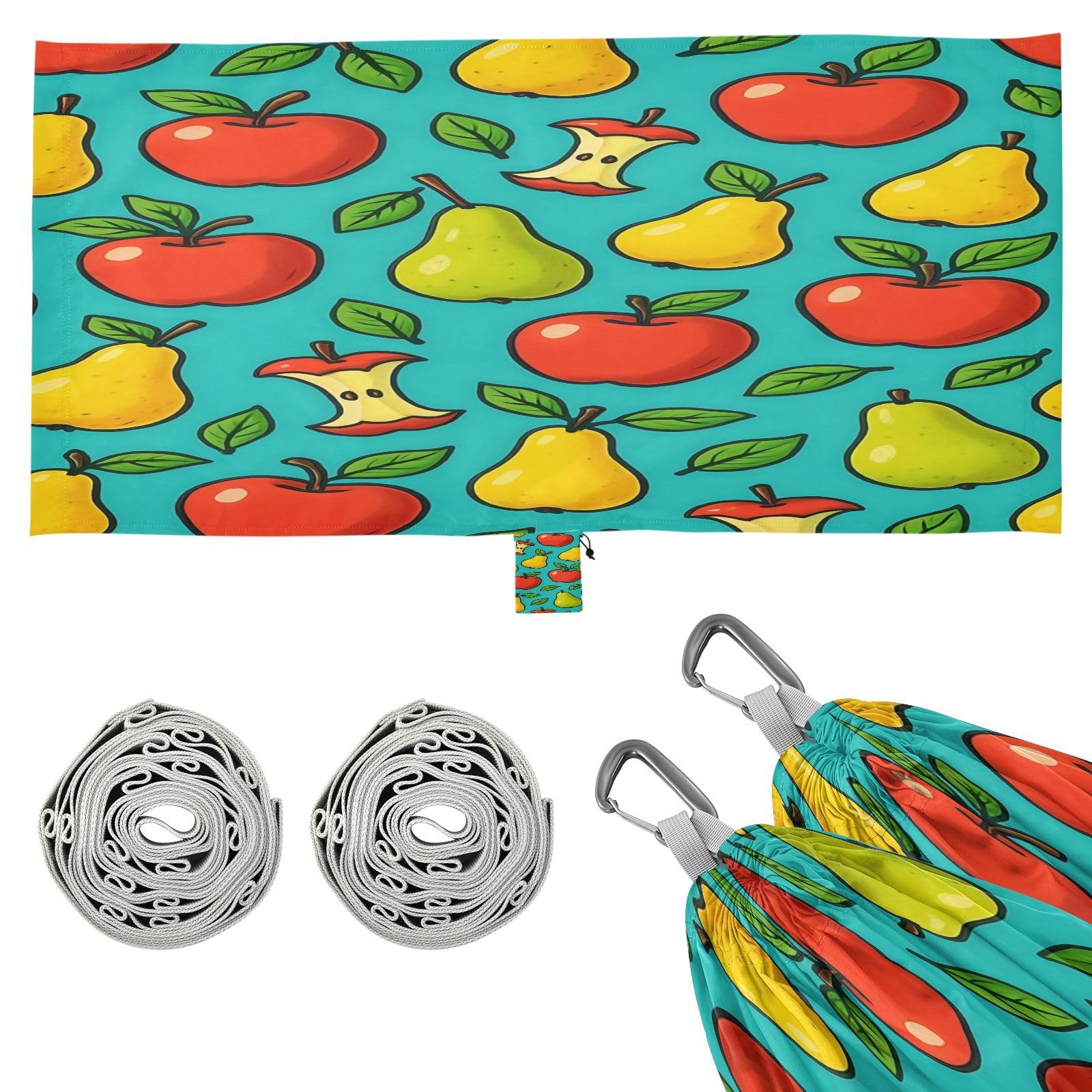 ATTX Colorful Cartoon Pears Camping Hammock - Lightweight & Portable Hammocks, Heavy Duty 330lbs Capacity for Indoor, Hiking, Backpacking, Travel, Backyard, Beach#146