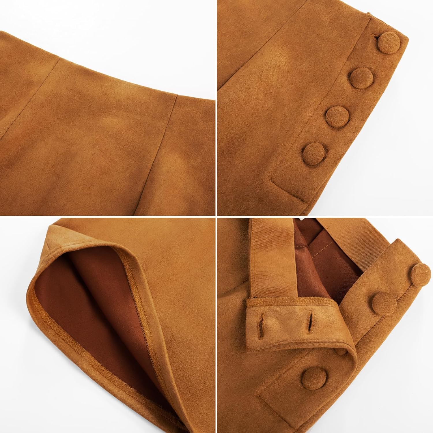 Belle Poque Women Mini Skirt Bodycon Mini Skirt Suede Skirts with Botton - Image 2