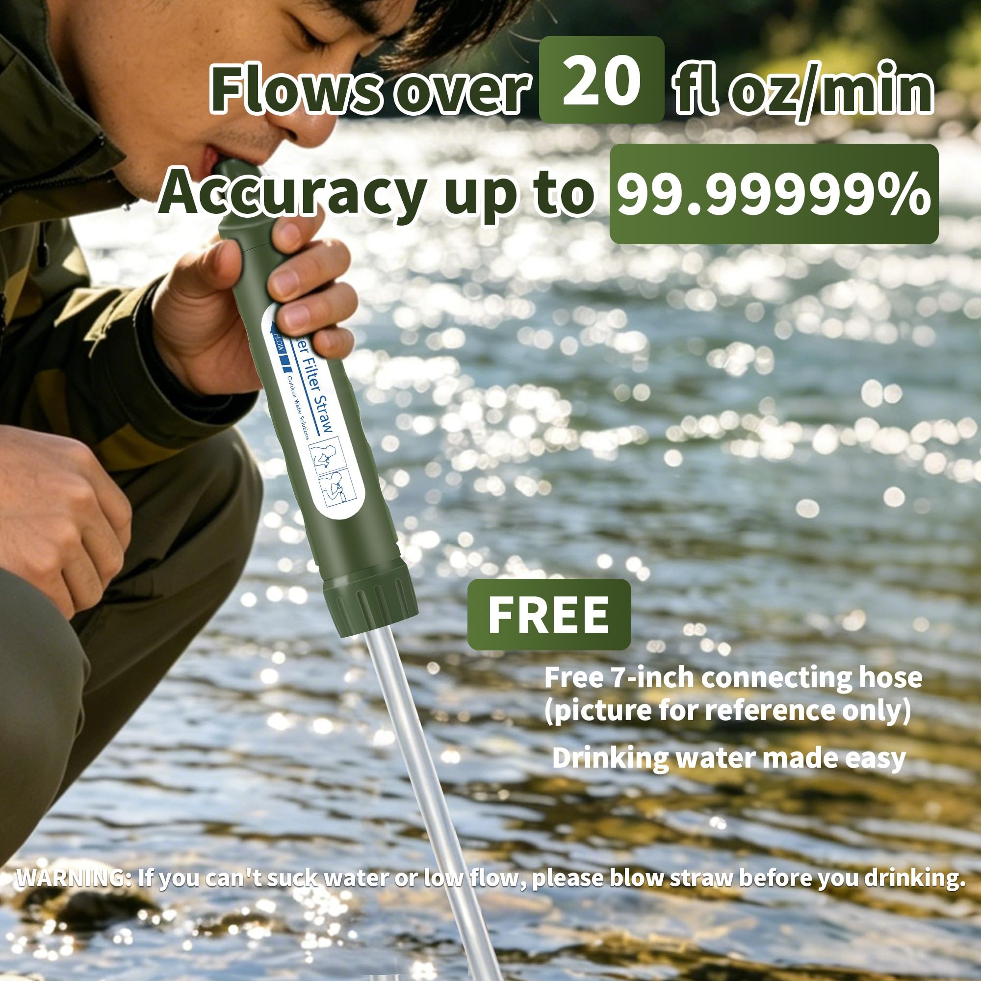 Pajita de filtro de agua personal, purificador de agua portátil de 4 etapas certificado NSF, sin BPA, equipo de supervivencia de filtración de agua de emergencia para senderismo, camping