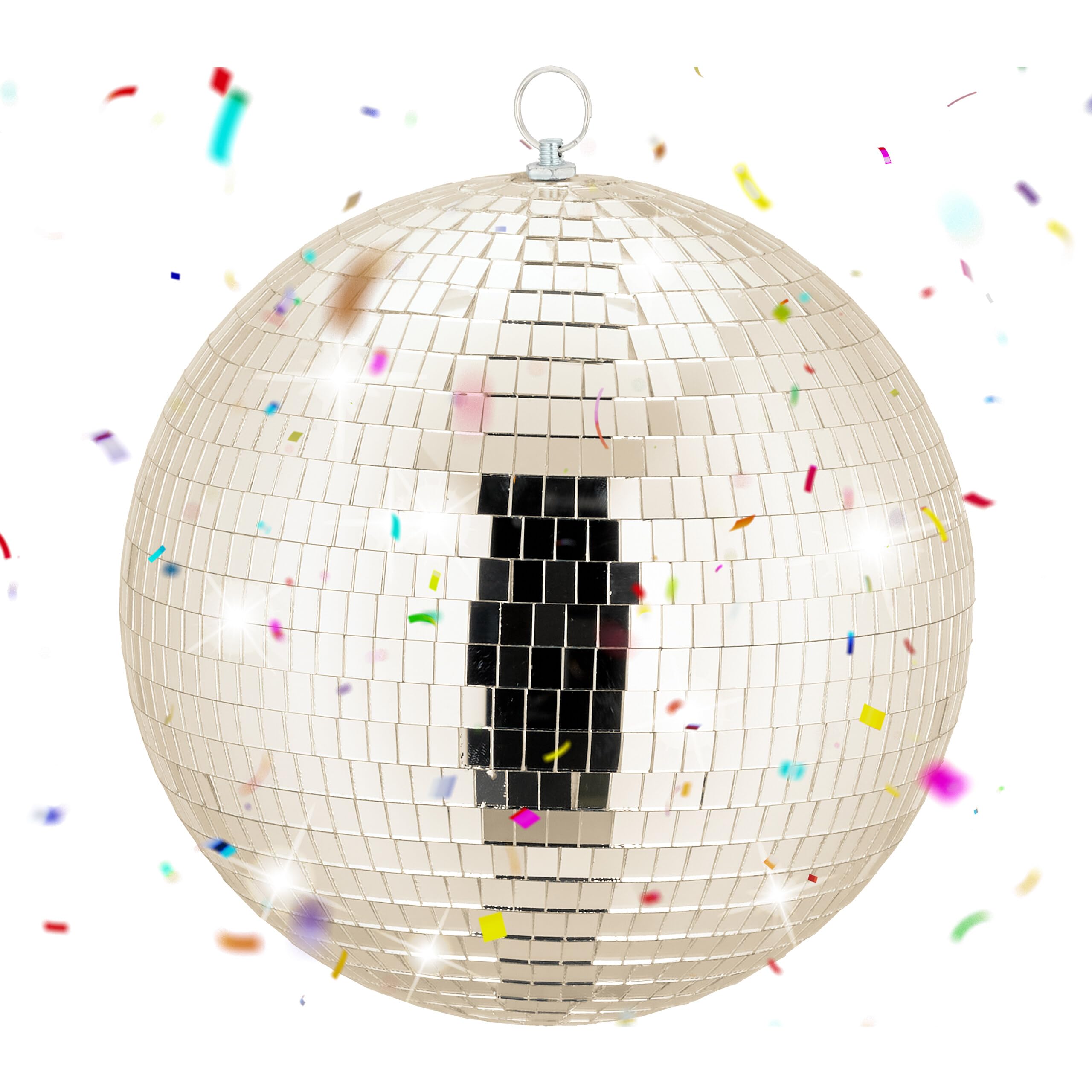 Relaxdays Palla a Specchio Disco Ball Ø 25 cm Decorativa da Appendere per Feste Champagner