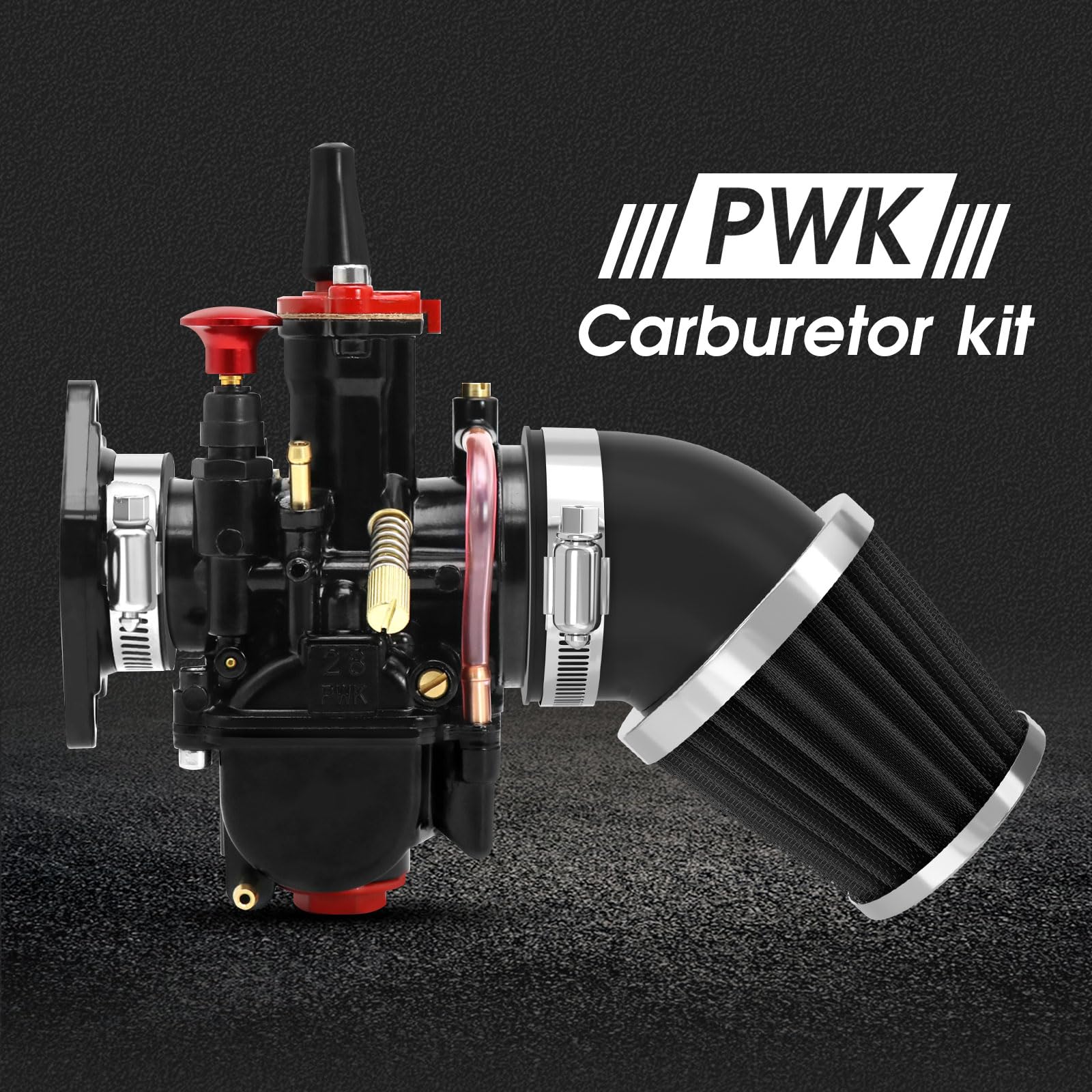 PWK 30 mm Vergaser Racing Carb Kits mit Luftfilter, 10 Stück Hauptdüsen, 10 Stück langsame Pilotdüsen, universell für 2T 4T Motor, Dirt Bike, Motocross, Motorrad, Roller, ATV, Quad, Go-Kart (30 mm)