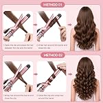 Curling Iron 1 Inch Long Barrel with Clamp, Hair Curler Wand Dual Voltage for Traveling, Wave Style Tool with Tourmaline Ceramic, Adjustable Temp LCD Display