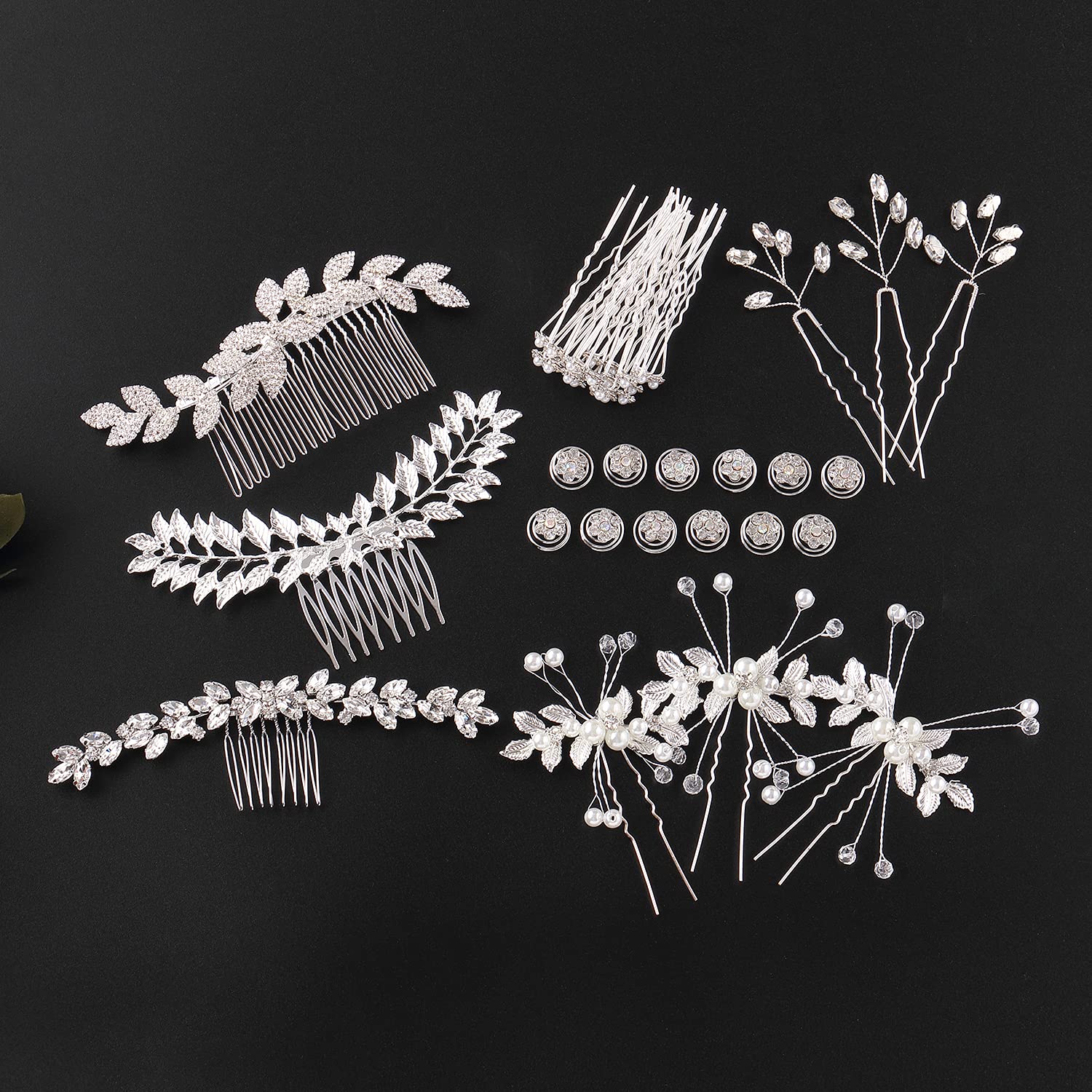 Amazon.com : Cinaci 41 Pack Sparkly Silver Rhinestone Leaf  display picture 1