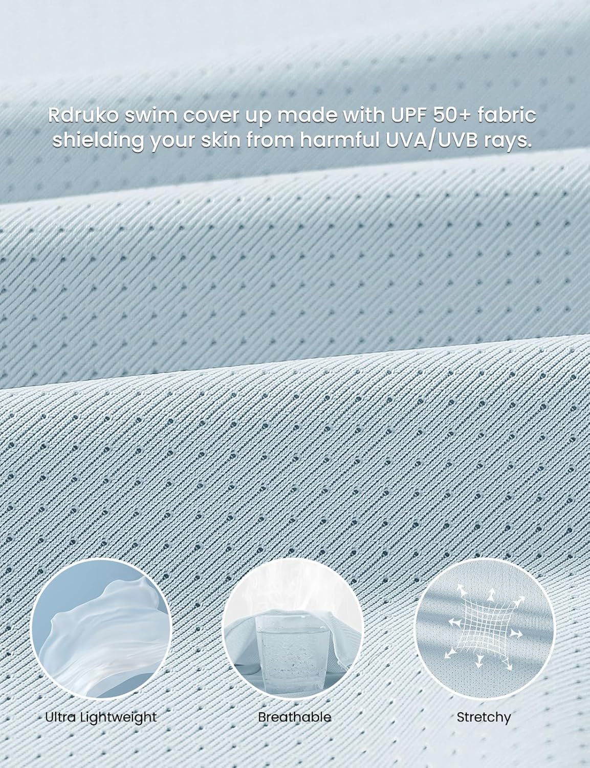 Rdruko Women's Swimsuit Cover Ups, UPF50+ Long Sleeve Beach Vacation Bathing Suit SPF Zip Hooded Shirts Lightweight Quick Dry - Image 4