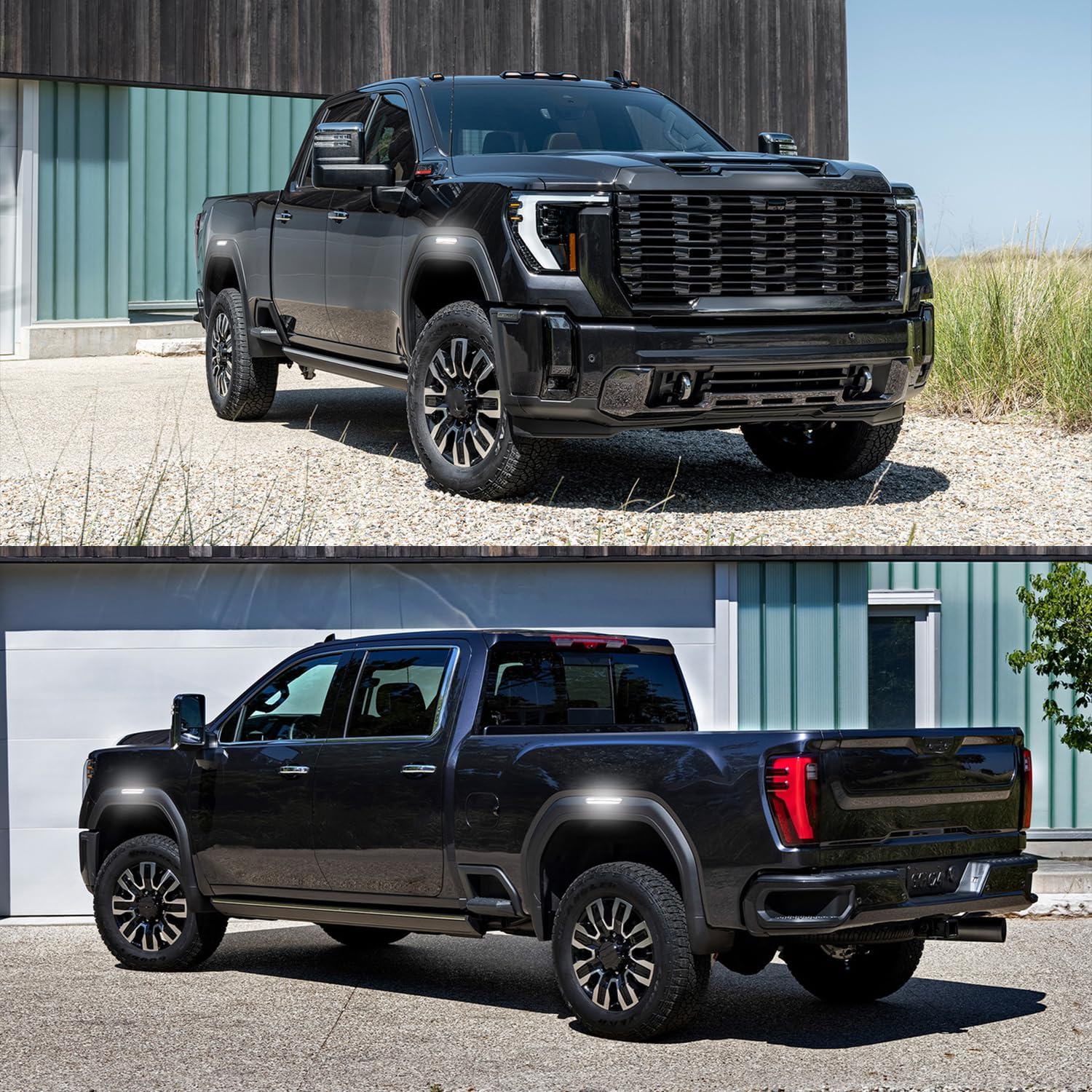 ROCCS 4PCS LED White Side Marker Lights Compatible with GMC Sierra 2500HD 3500HD 2020-2026 GMC 2500 Fender Lights Accessories Front Rear Bumper Marker Turn Signal Light,Clear Lens