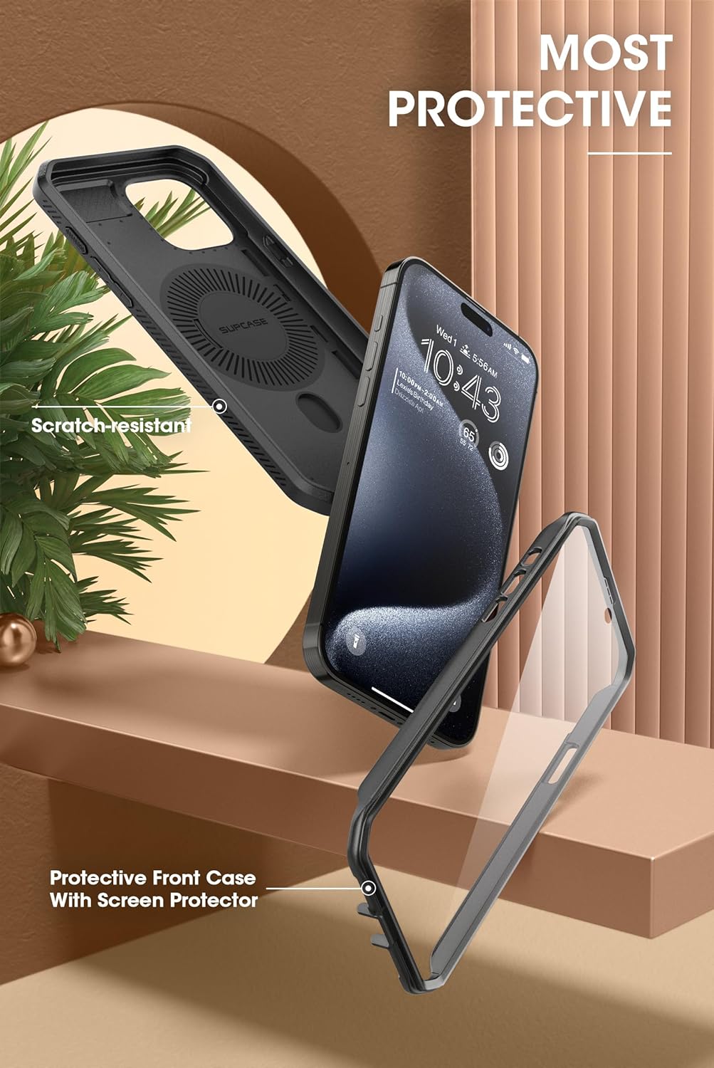 SUPCASE Unicorn Beetle Pro Mag Case for iPhone 15 Pro Max 6.7", Compatible with MagSafe Full Body Rugged Case with Built-in Screen Protector & Kickstand & Belt-Clip (Black) - Image 6