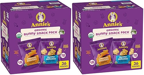 Miniatura 9 de Annie's Organic Snack Pack, Galletas de Queso Cheddar y Galletas de Pastel de Cumpleaños con Conejos, 36 Unidades, 36 oz