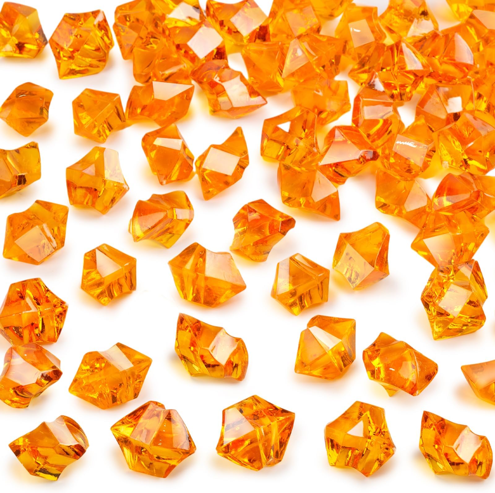 DomeStar 220PCS Orange Vase Fillers, Acrylic Fake Crushed Ice Rocks Fish Tank Vase Centerpiece Party Table Scatter Props Display