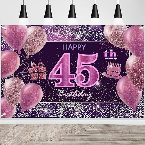 Vista 37 de IMISI Decoraciones de cumpleaños número 19 para niñas, pancarta rosa de feliz cumpleaños para telón de fondo de fiesta