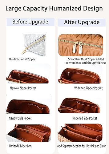 Miniatura 4 de Bolsa de maquillaje de viaje, regalos para mujeres, bolsa de maquillaje plana grande y abierta, organizador de maquillaje, bolsa de cosméticos