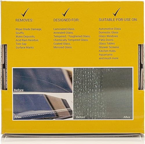 Miniatura 9 de Glass Polish DIY 3” (75mm) Kit de pulido para parabrisas para restauración de vidrio de auto, elimina daños por las escobillas, arañazos finos