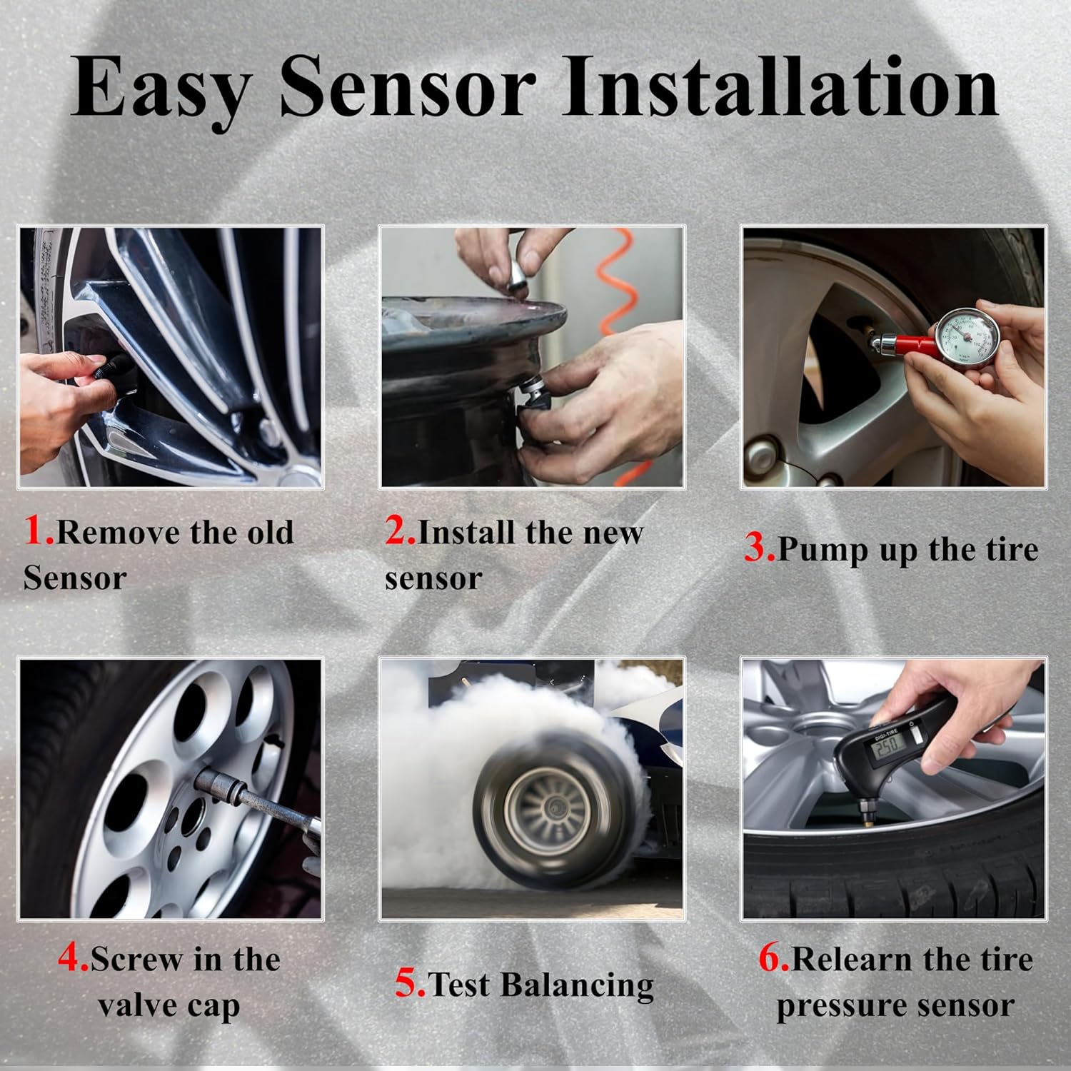 TPMS Tire Pressure Monitoring System Sensor 433MHz - Replaces 56029398AB 56029398AA 68241067AA - Compatible with Chrysler 300 Town&Country Dodge Charger Ram Grand Cherokee Wrangler 4-Pack