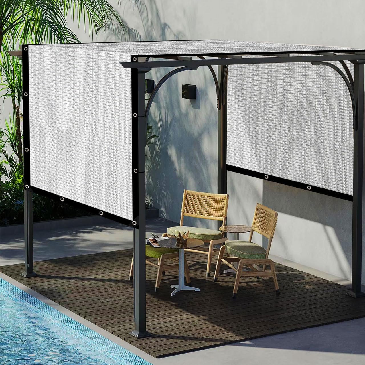 80% Silver Shade Cloth for Garden,Pergola,Greenhouse,Chicken Coop,Kennels,Shade Cloth with Grommets,Simple Hanging Covers
