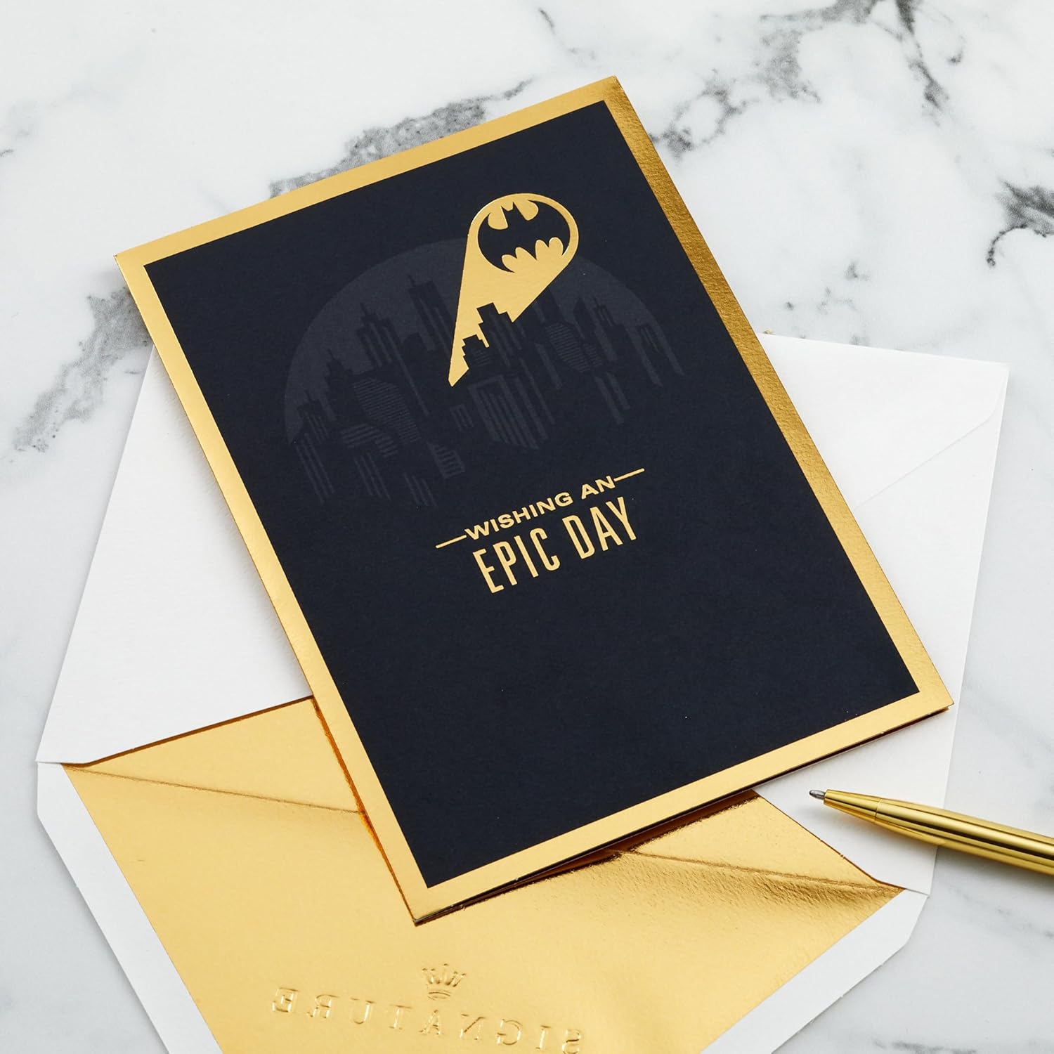 Hallmark 3D & Pop-Up Any Occasion Card, Batman, Bat Signal, Gotham City Design, Birthday, Fathers Day, Gold, Black