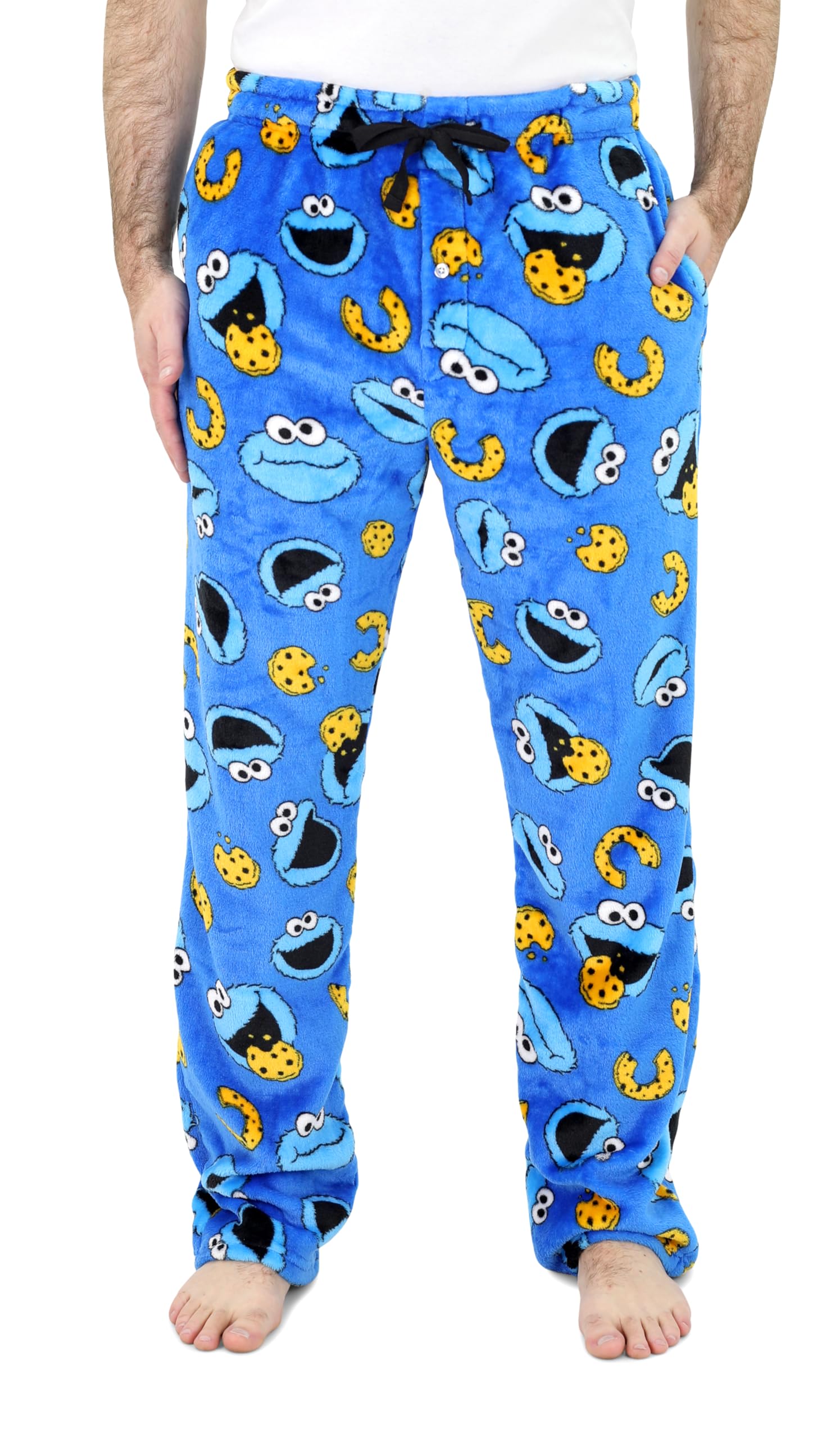 Sesame Street Adult Cookie Monster Pajama Pants, Fuzzy Plush