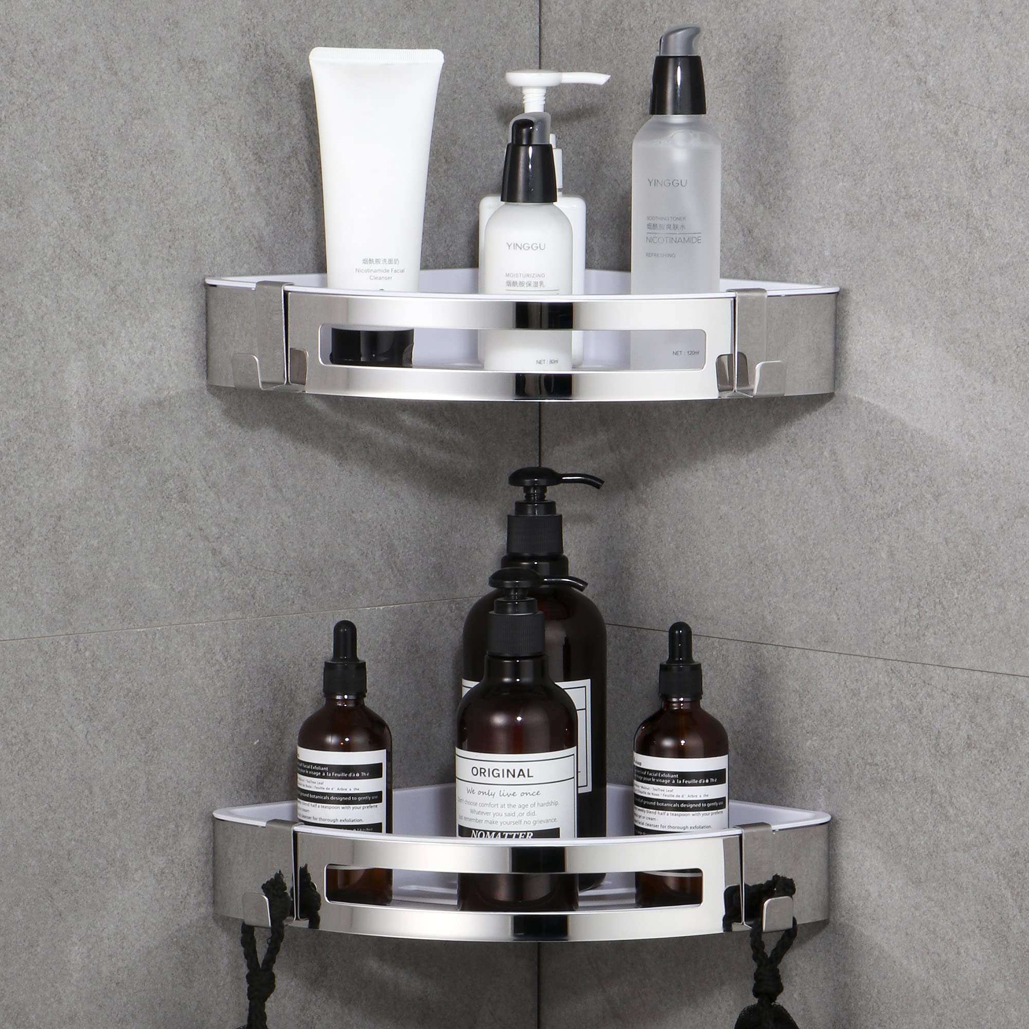 Rangement douche sans perçage pour organiser l'angle de la baignoire avec le panier DUFU