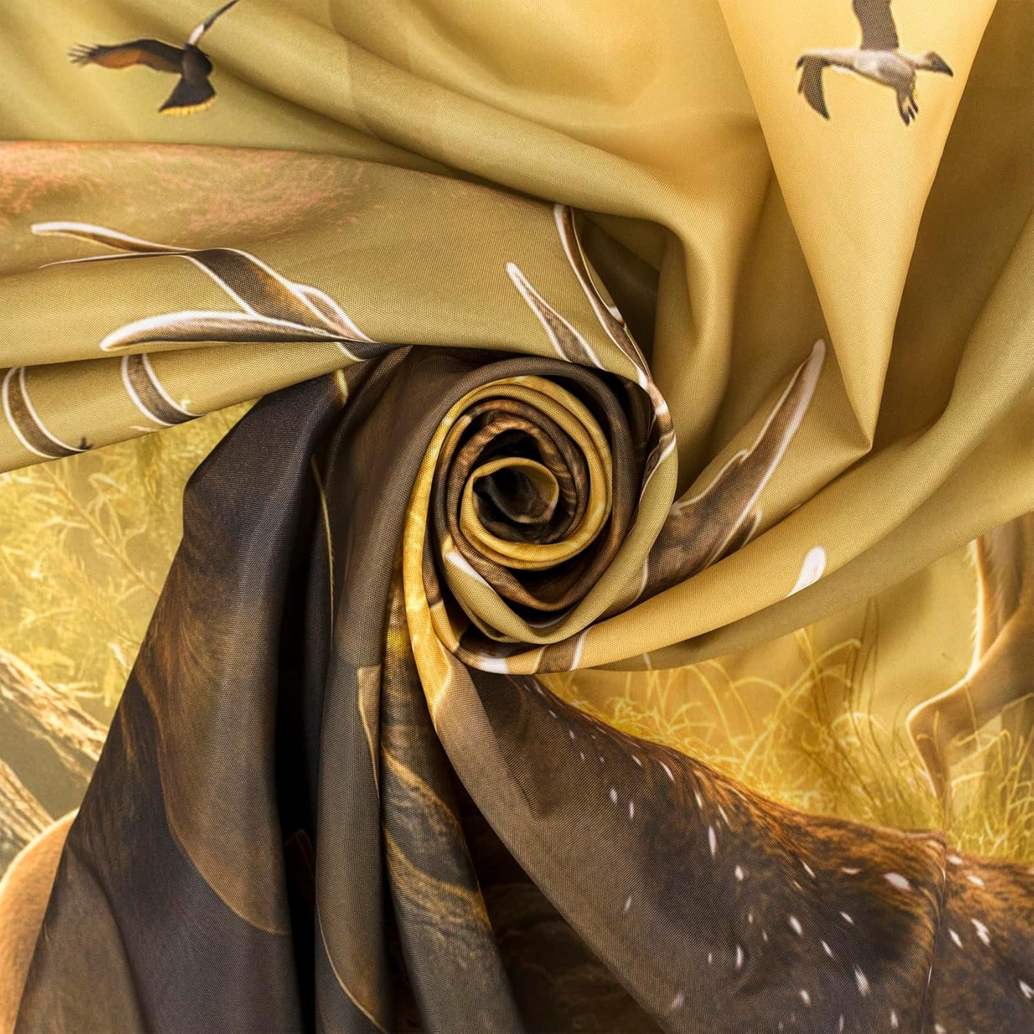 LB Forest Deer Shower Curtain Sets with Bath Mat, Nature Foggy Forest with Wildlife Animal Elk 72x72 Inch Shower Curtain with 12 Hooks Non Slip Bath Tub Mat 24x16 inches