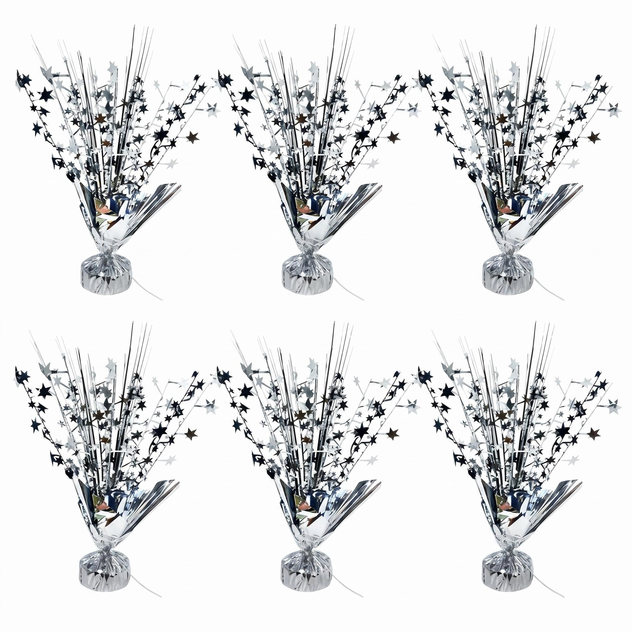DiiWmme 6 Pack Metallic Foil Spray Centerpiece Stars,Elegant Table Decorations and Party Centerpieces for Birthday, Wedding, Anniversary, Graduation Holiday Supplies (Black and Silver)