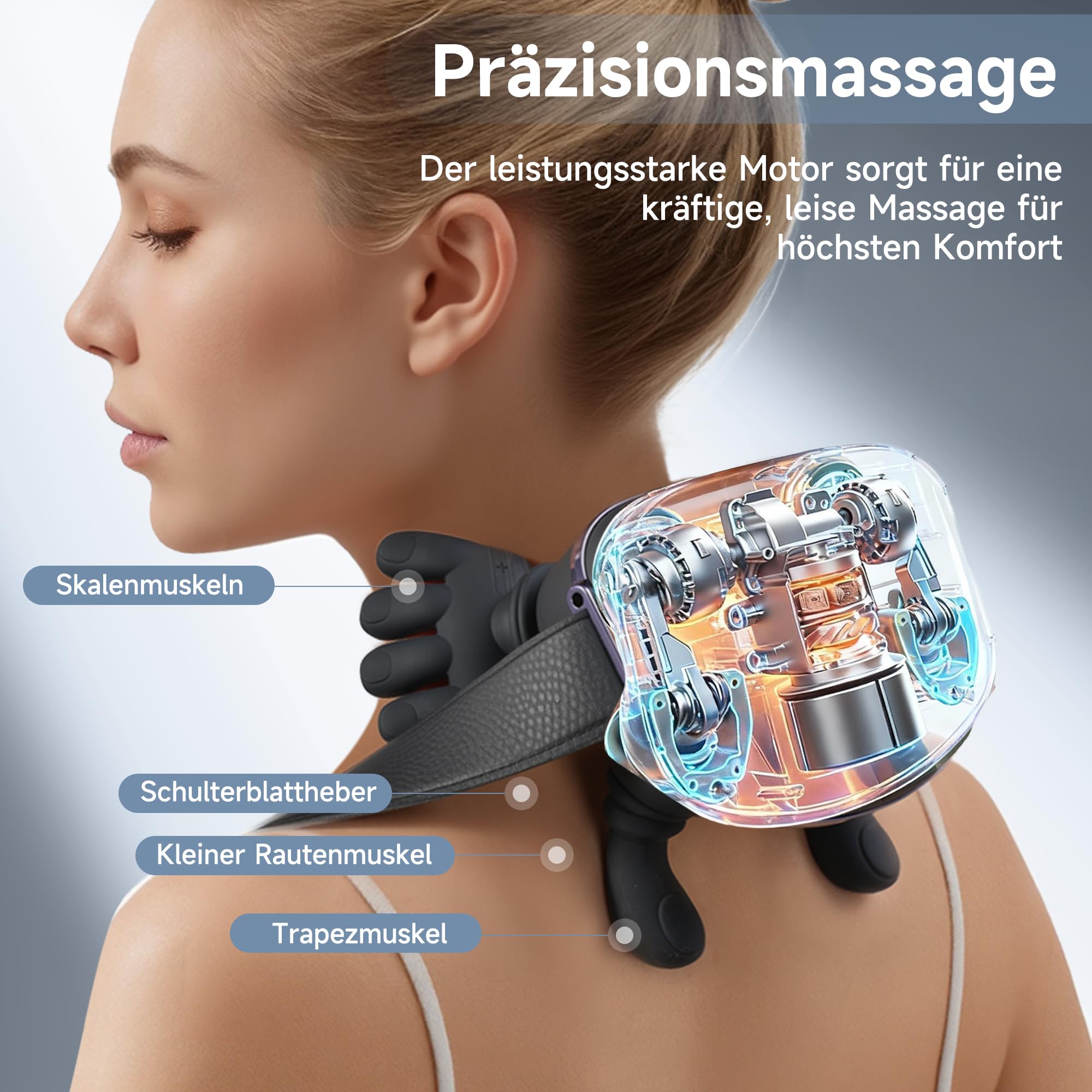 4D Shiatsu Nackenmassagegerät mit Wärme, 3 Intensitätsstufen