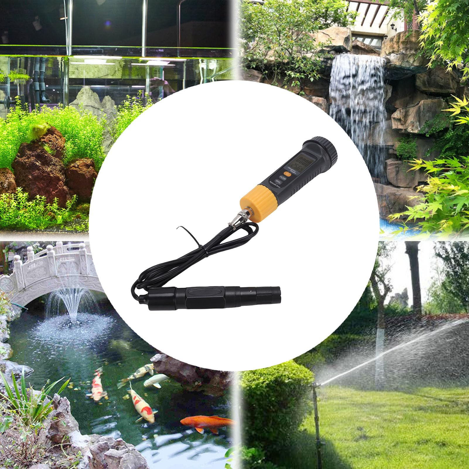 Fockety Miernik tlenu rozpuszczonego, zestaw do badania tlenu rozpuszczonego z kompensacją temperatury, zakres pomiarowy 0–40,00 mg/l, miernik DO do akwariów, stawów