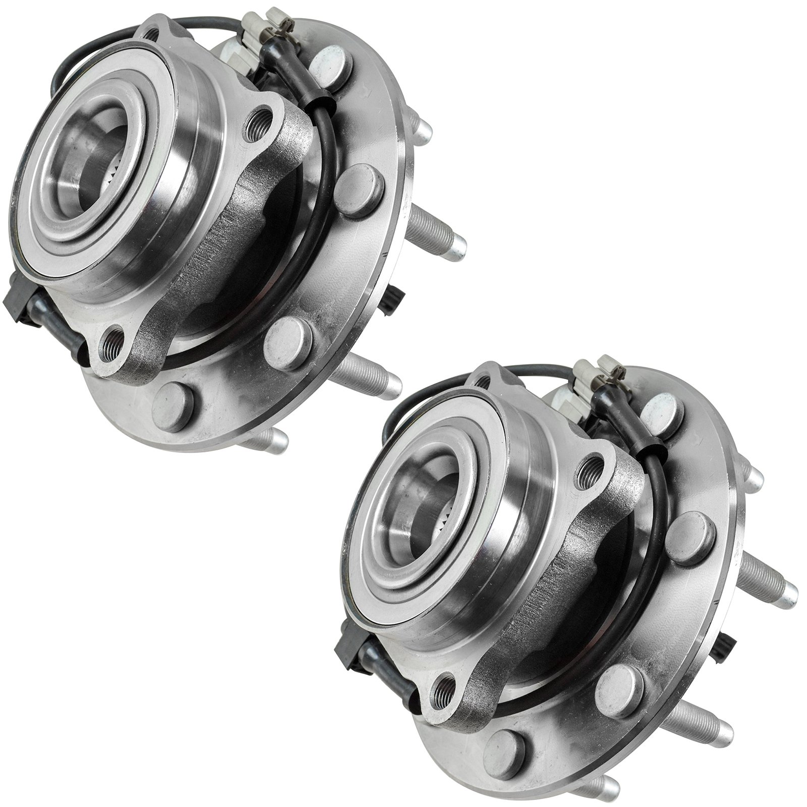 TRQ Front Left and Right Wheel Bearing and Hub Assembly Set 2 Piece Compatible with 01-06 Chevrolet Silverado 2500 HD 4WD with 8 Lug Wheels 99-04 Silverado 2500 4WD with 8 Lug Wheels