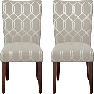 Kinfine Parsons Upholstered Accent Dining Chair, Set of 2, Pewter Grey and Lattice Cream Price In India