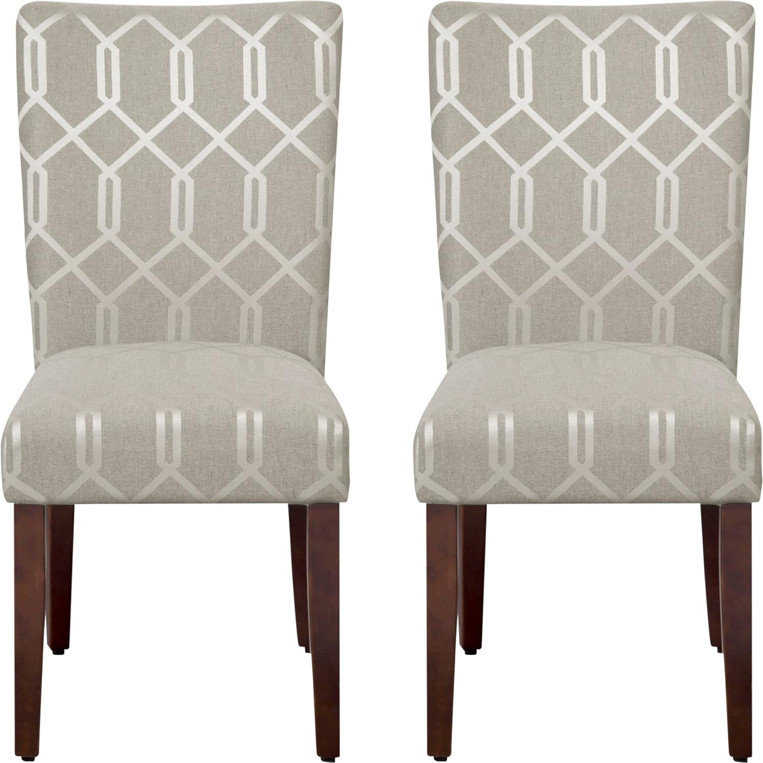 Kinfine Parsons Upholstered Accent Dining Chair, Set of 2, Pewter Grey and Lattice Cream - Review, Price and Buying Guide