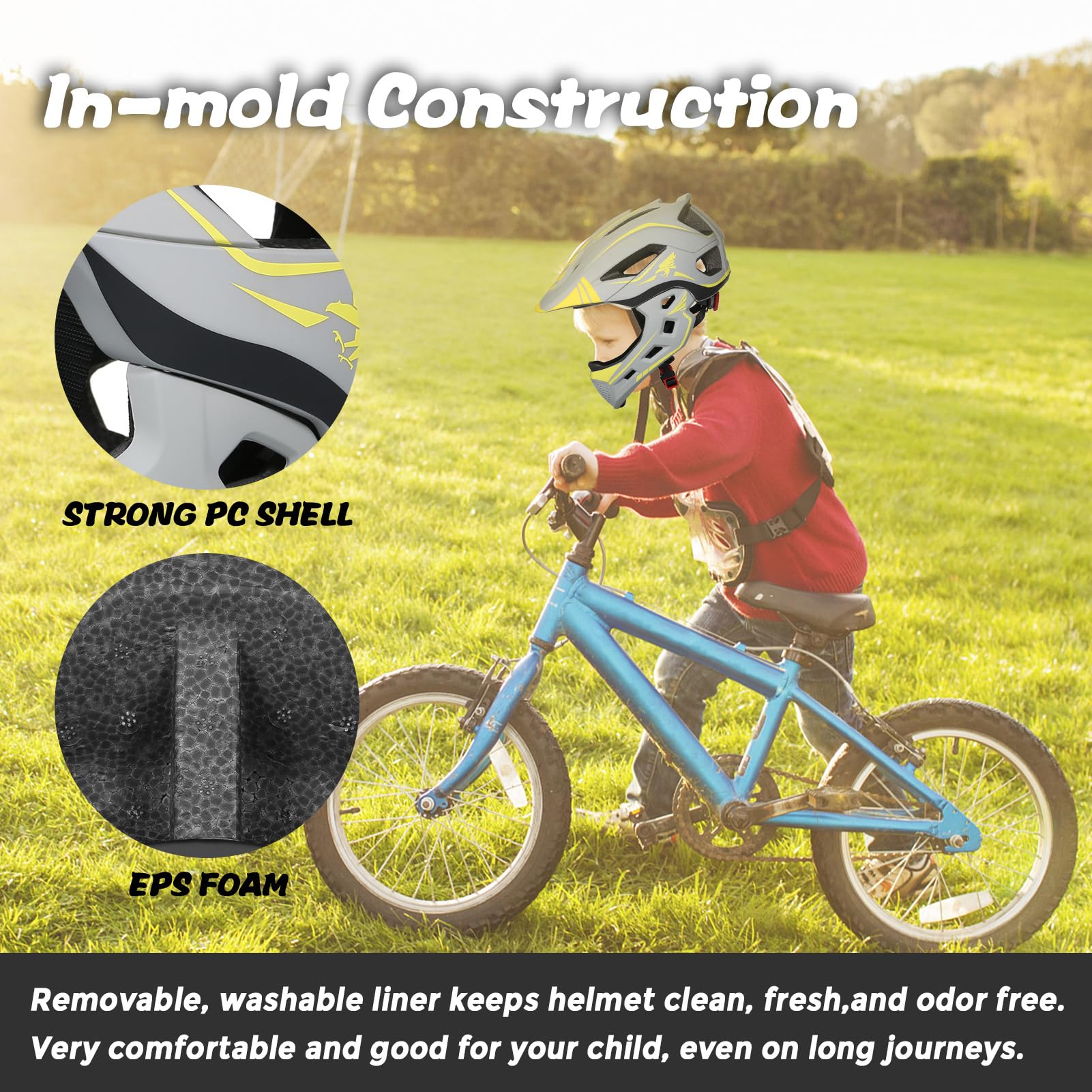 mingzhe Casco de Bicicleta para Niños de Cara Completa Desmontable con