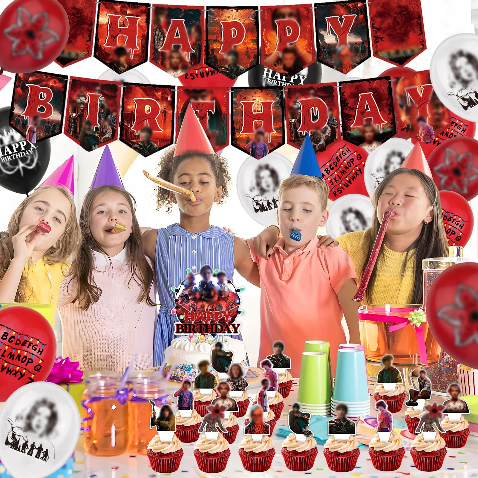 42 Pezzi Strager Thigs Kit Compleanno Decorazioni, Kit Palloncini Decorazioni per Festa di Compleanno