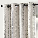 Jinchan 95% Rideaux de Boho noir 84 Inches Long pour Chambre Noir sur Beige Géométrique Imprimé Grommet Top Chambre Darkening Thermal Insulated Fenêtre Draps 2 Panneaux